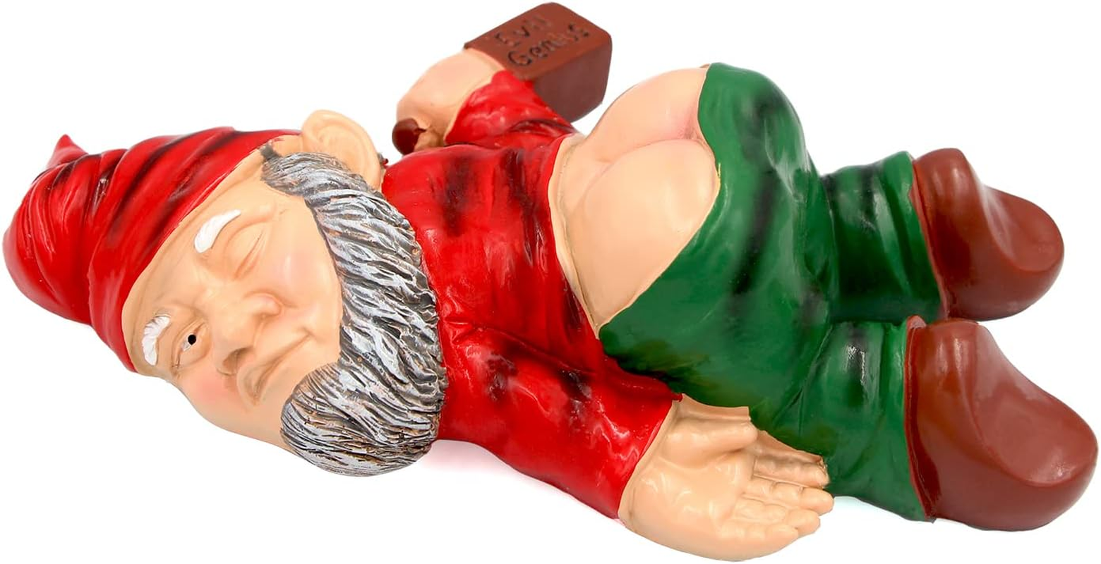 Funny Drunk Dwarf Garden Gnome Statues, Drunk Gnome Creative Garden Statues Decoration, Resin Sculpture Novelty for Outdoor Indoor Patio Lawn Yard Porch Ornament Decor 9.5In*5.9In*3.1In (Red) image number 1