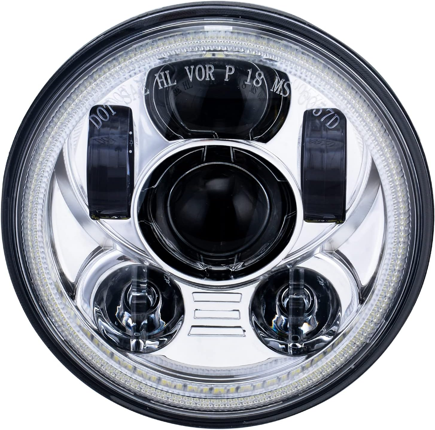 5-3/4 5.75 Inch LED Motorcycle Headlight Compatible with Harley Davidson Sportster Dyna Low Rider Street Bob Lron 883 1200 Softail Wide Glide Triple Headlamp