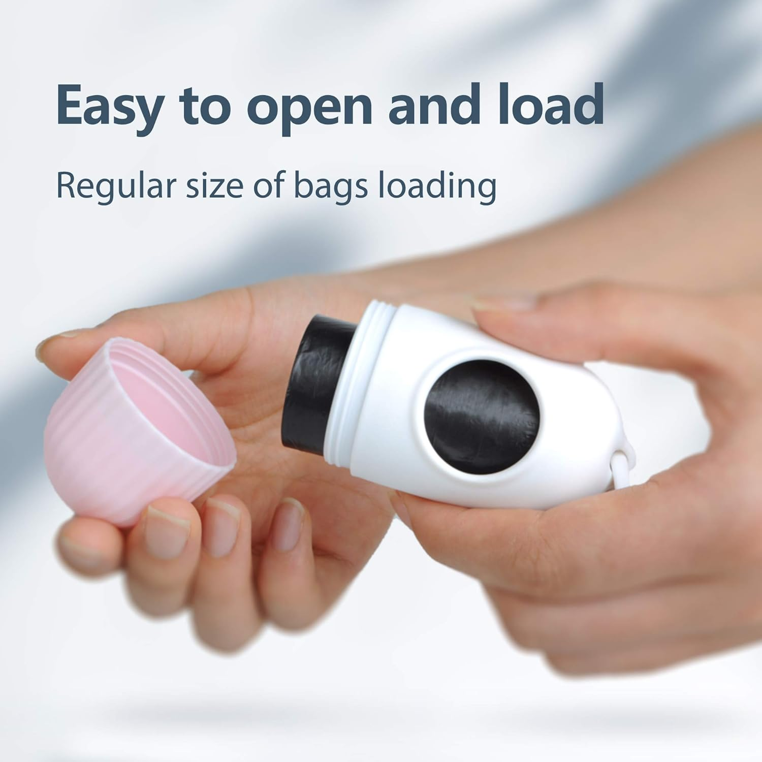 Fida Retractable Dog Leash for Small Breed up to 26 Lbs, 16 Ft Pet Walking Leash with Dispenser and Poop Bags, Anti-Slip Handle, Reflective Strong Nylon Tape, One-Handed Brake (S, White & Pink) image number 6