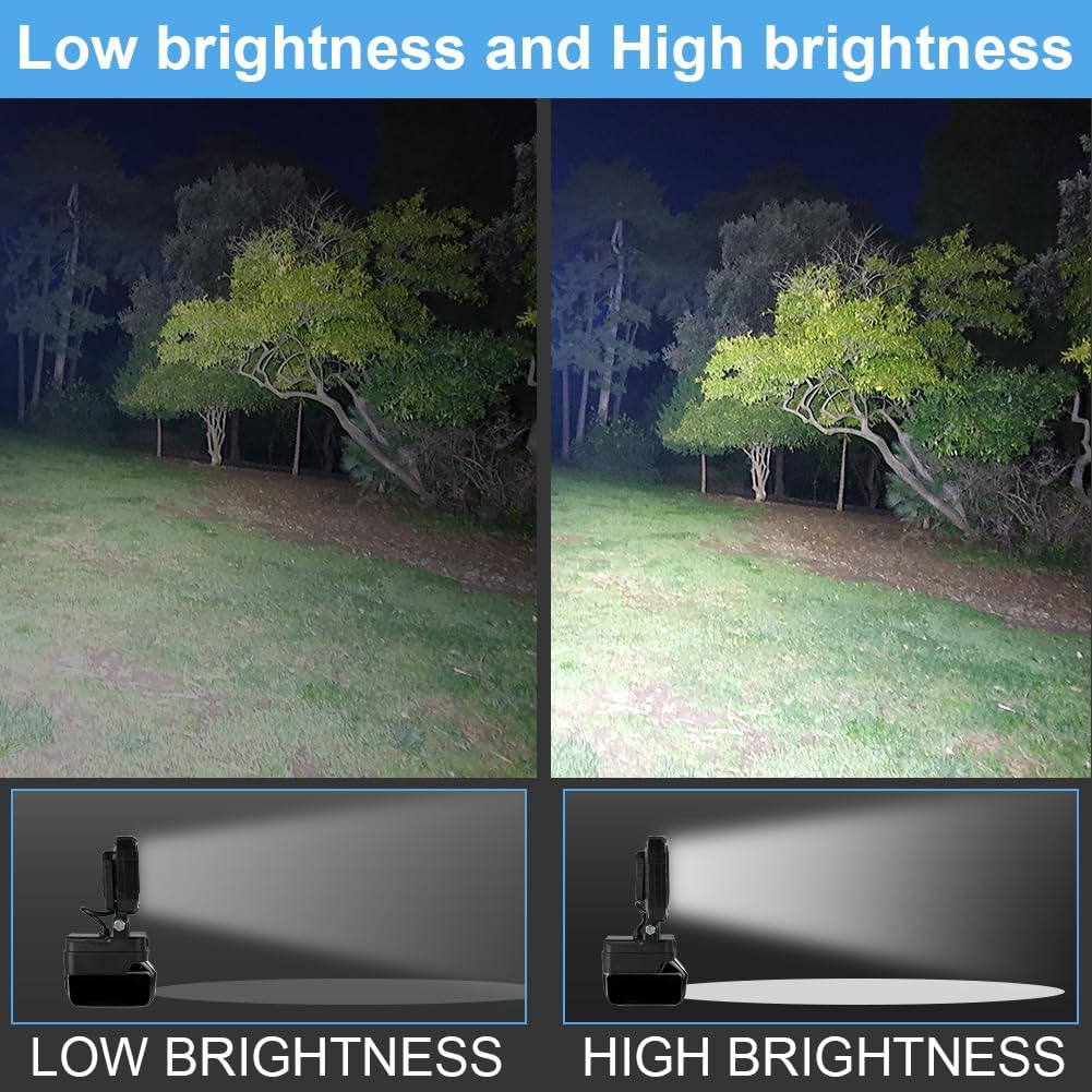 AUAUY Rechargeable Led Light for Makita Battery 18V, 72W Work Light, 5400LM, Wireless Projector with Two USB Charging Ports, for Garage, Building, Repair, Emergency (No Battery) image number 4