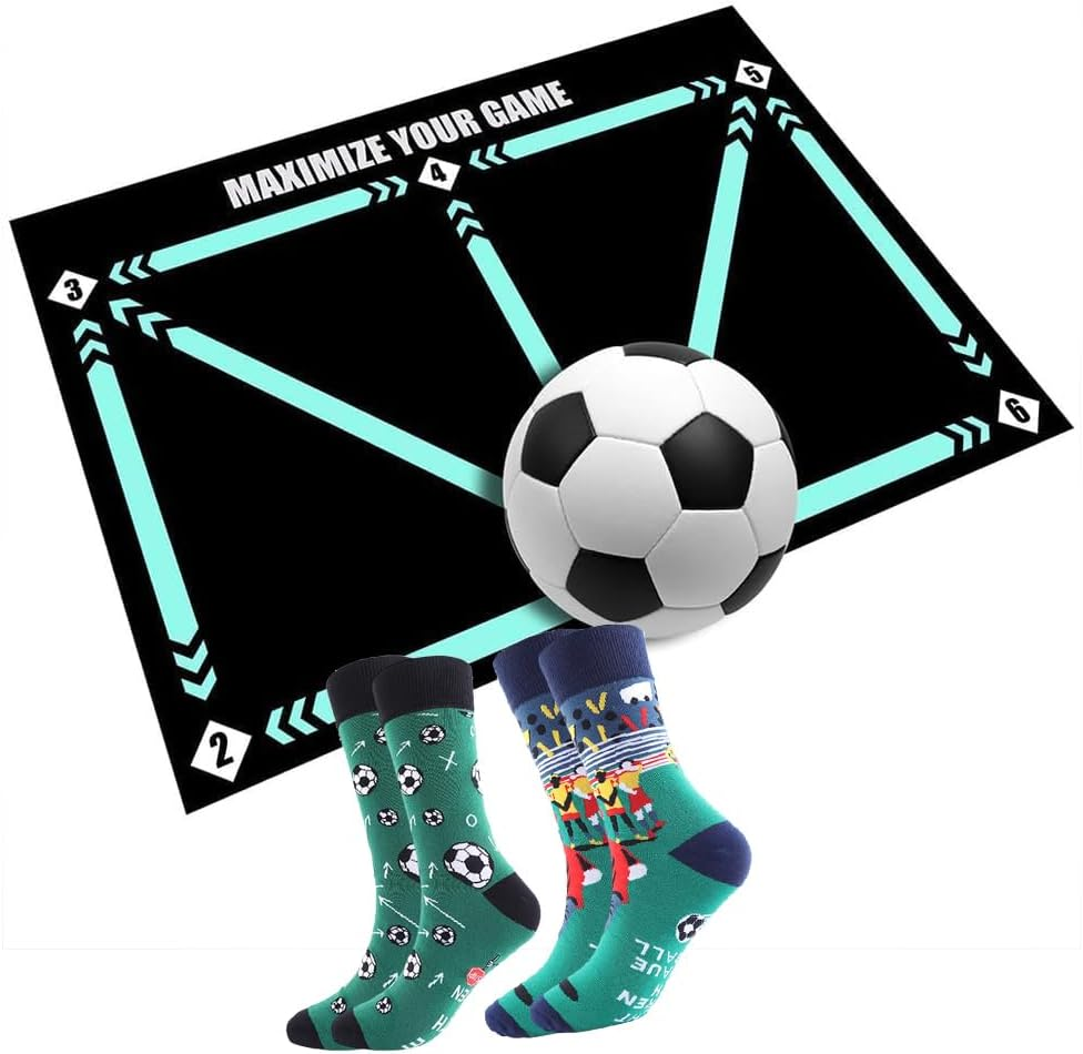 Football Footstep Training Mat Shock Absorption Training Mat,Child'S Soccer Mat for Indoor for Indoor,Free 2 Pairs Football Socks Great For18-40 Years Old image number 4
