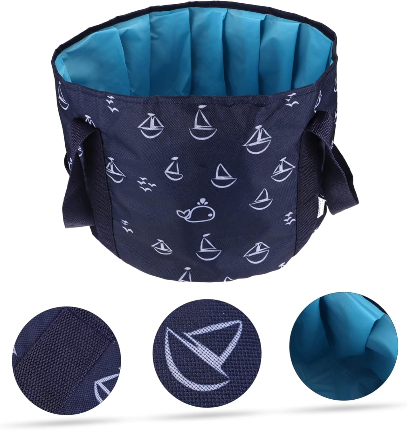 IWOWHERO Foot Soaker Detox Foot Bath Portable Folding Laundry Bucket Peva Inner - Blue image number 2