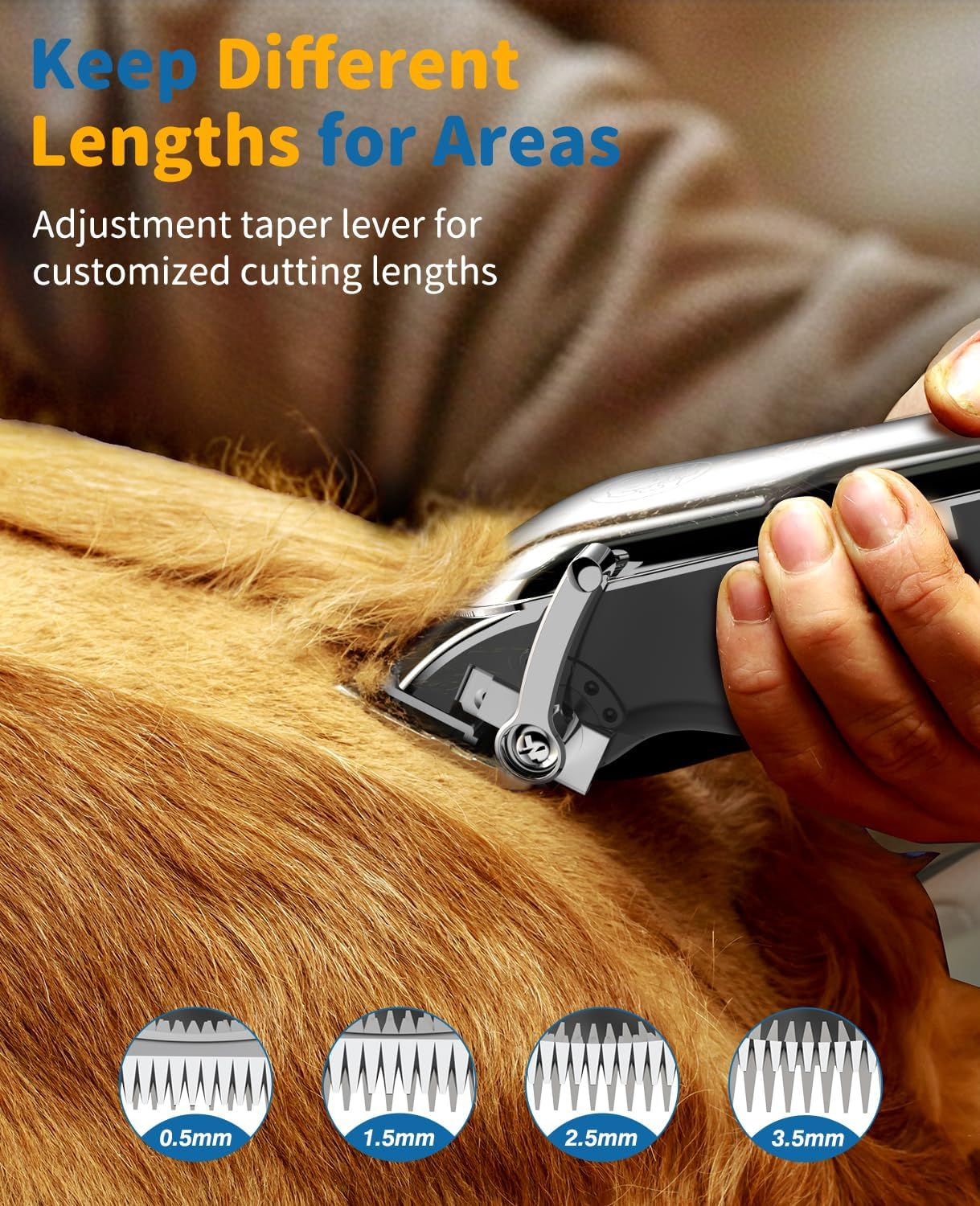 USB Rechargeable Dog Grooming Clipper Cordless Electric Pet Hair Trimmers Set with 6 Guide Combs, LED Display for Dogs Cats Animals image number 3