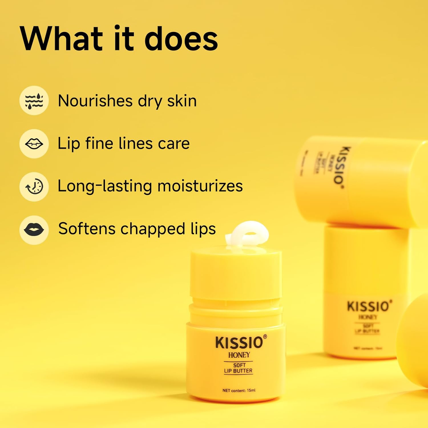 KISSIO Honey Lip Butter Set,Lip Balm with 1000 Ppm Propolis Extract,Ceramide AP and Phytosphingosine,Long-Lasting Moisture and Nourishe Lips,Lip Lines Care image number 2