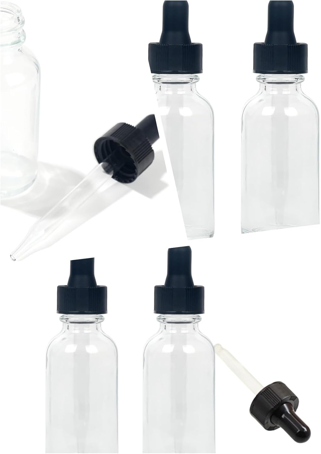 Clear Boston round Glass Bottle, Divided Bottle (Transparent/ 120 Ml with Droppers/ 2 Pcs) image number 1