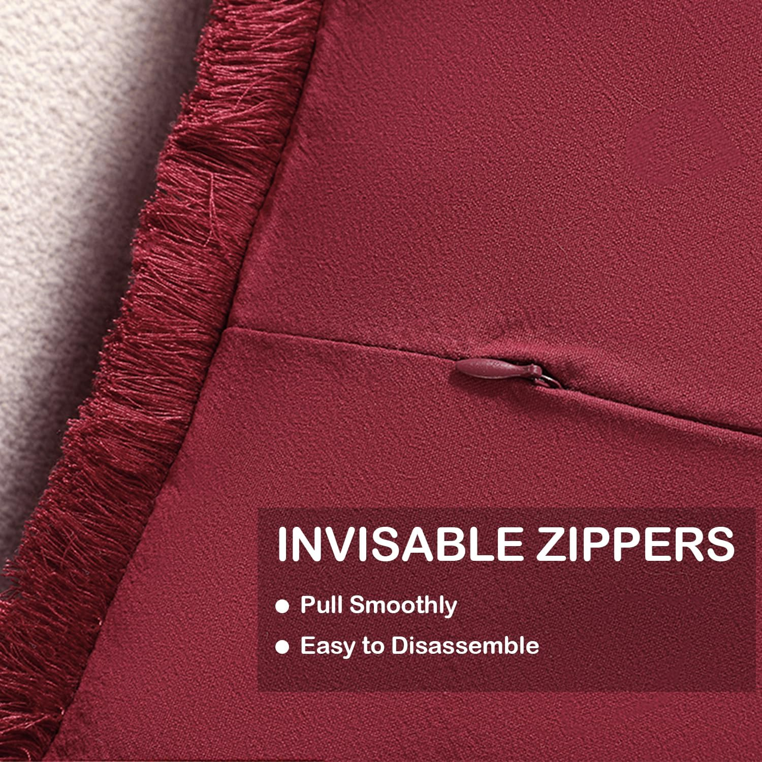 Set of 2 Decorative Linen Fringed Throw Pillow Cover, Cozy Boho Cushion Covers with Tassel Soft Washed Cotton Pillowcase Cushion for Couch Sofa Farmhouse Living Room Bed Natural Home Decor 18X18 Inch image number 1