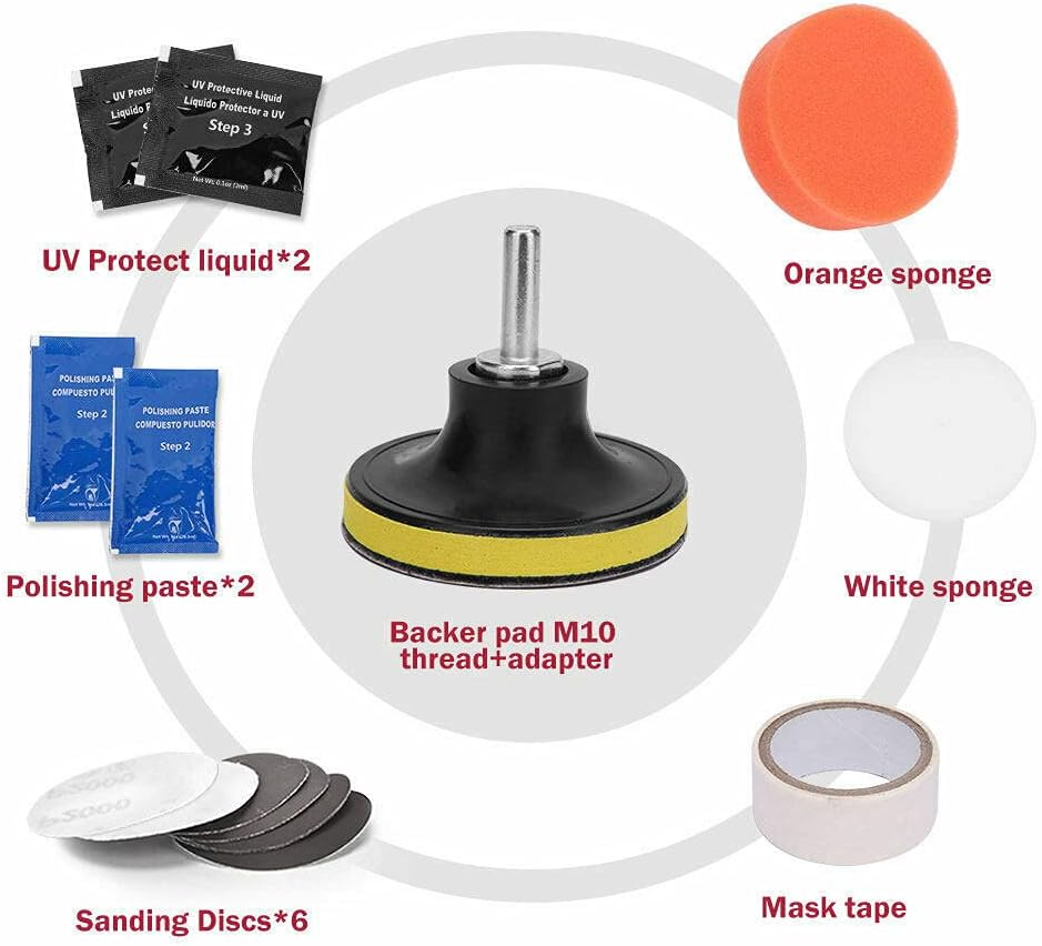 Ozstock Pro Car Lens Headlight Restoration Kit Polishing Sanding Cleaner Repair Tool image number 1