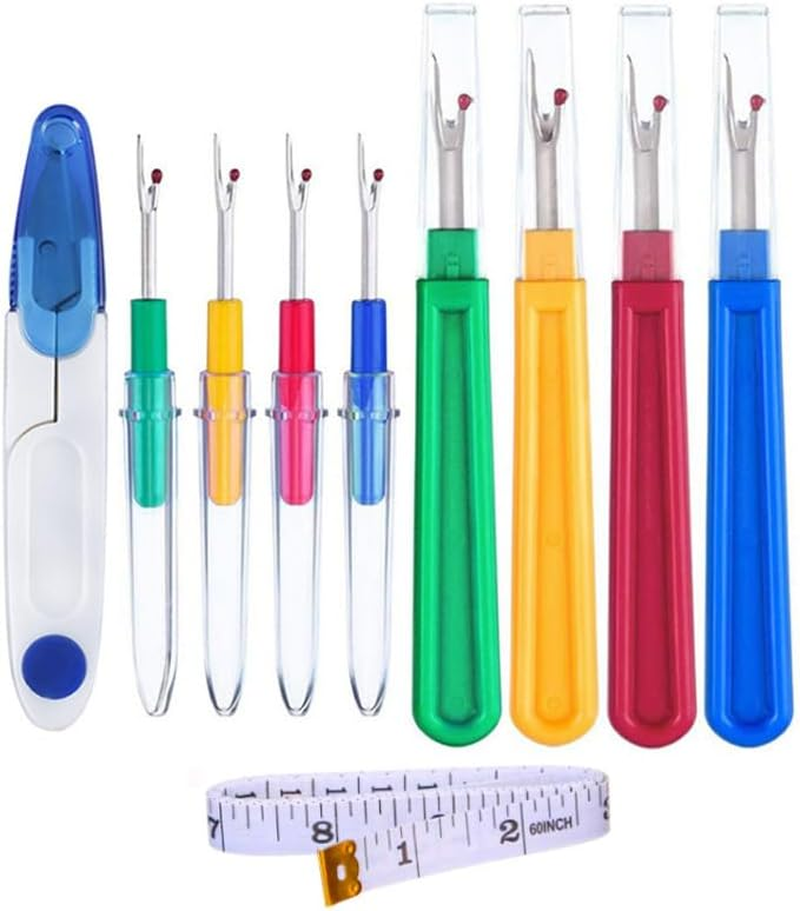 Seam Ripper and Thread Remover Kit, 10Pcs Sewing Seam Ripper Tool,Seam Ripper Set Thread Seam Removal Separator Sewing Cross Stitch Separator Stitch Unpicker with Trimming Scissor and Ruler for Sewing image number 5