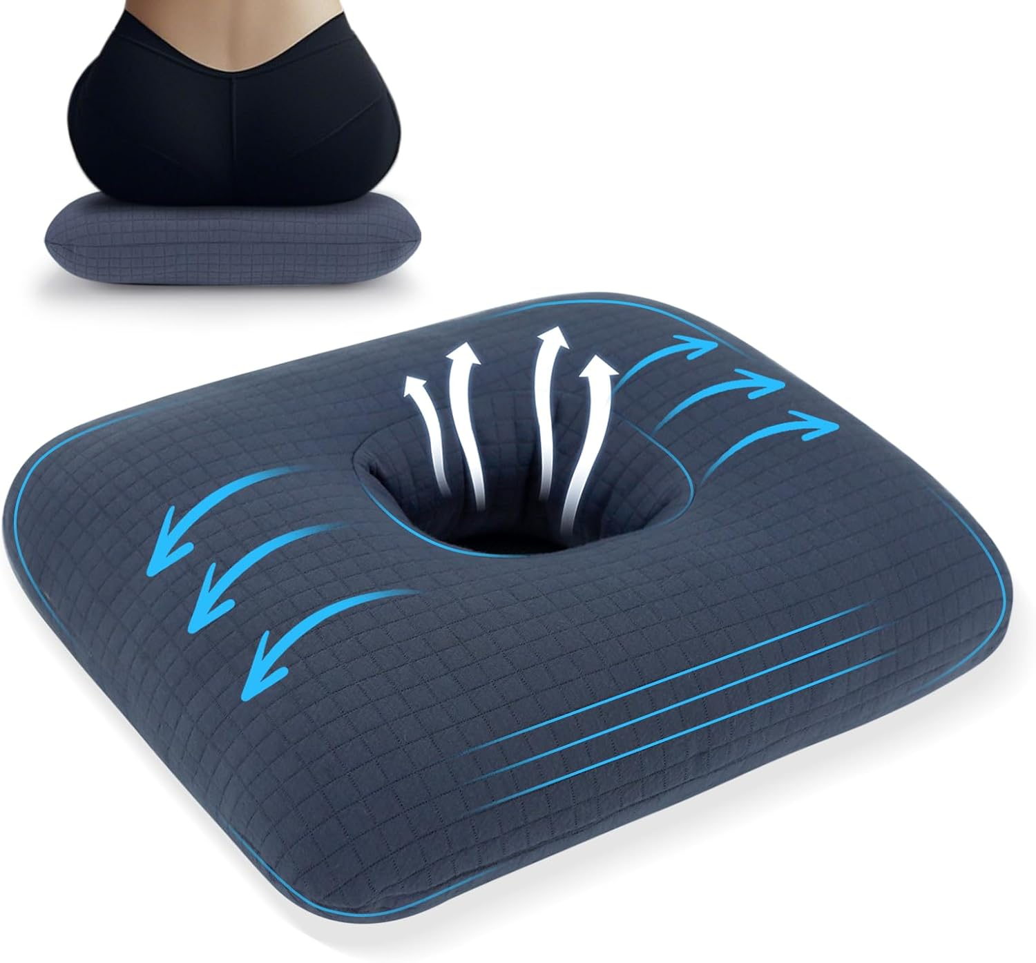 Roamready Donut Pillow for Tailbone Pain Relief Cushion, Cotton Butt Donut Cushion Breathable for Hemorrhoid, Pregnancy, Prostate and Surgery, Sitting Pressure Relief for Home, Office and Car