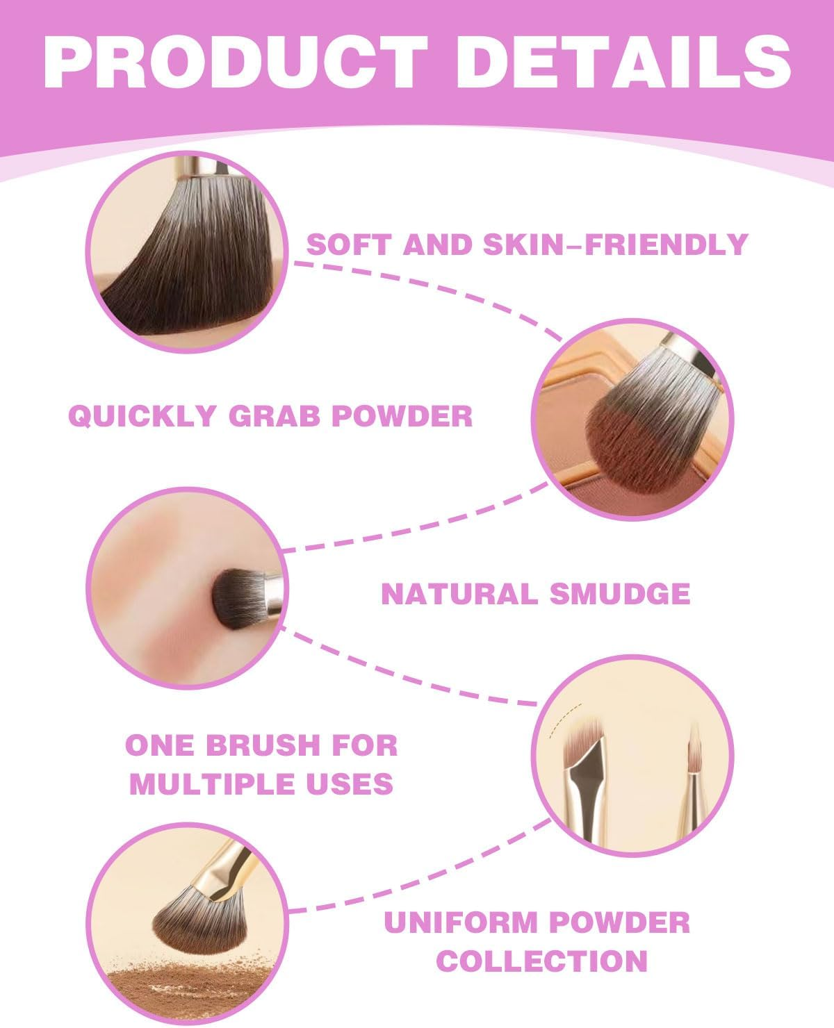 KEMUZ 8-Piece Make up Brush Set, Portable Travel Make up Brush with PU Bag, Eye Make-Up Smoky Eyeshadow Contour Ki for Eyeshadow, Eyebrow, Eyeliner, Blending image number 1