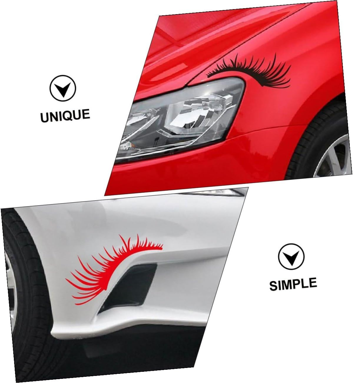 MAGICLULU 4 Pairs Car Eyelash Headlight Decals Auto Exterior Decor Multi-Color Pet Stickers Vehicle Styling for Cars Trucks Bikes image number 2