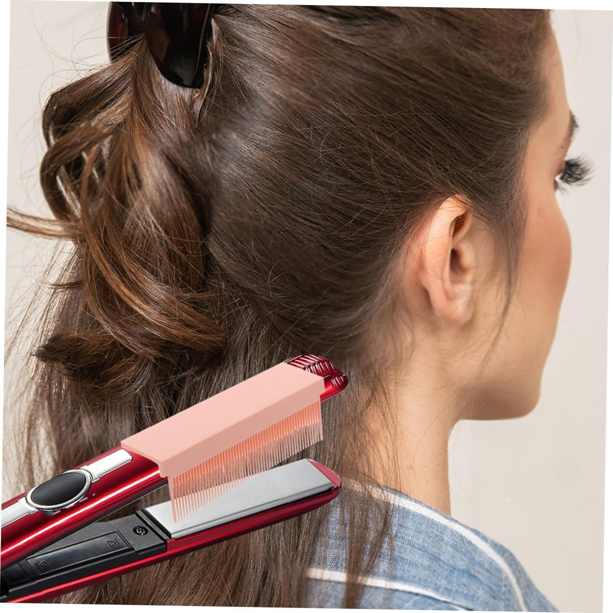 BIUDECO 2Pcs Hair Straightening Brush Attachments Straightener Comb Iron Comb for Hair Straightener Tool image number 1