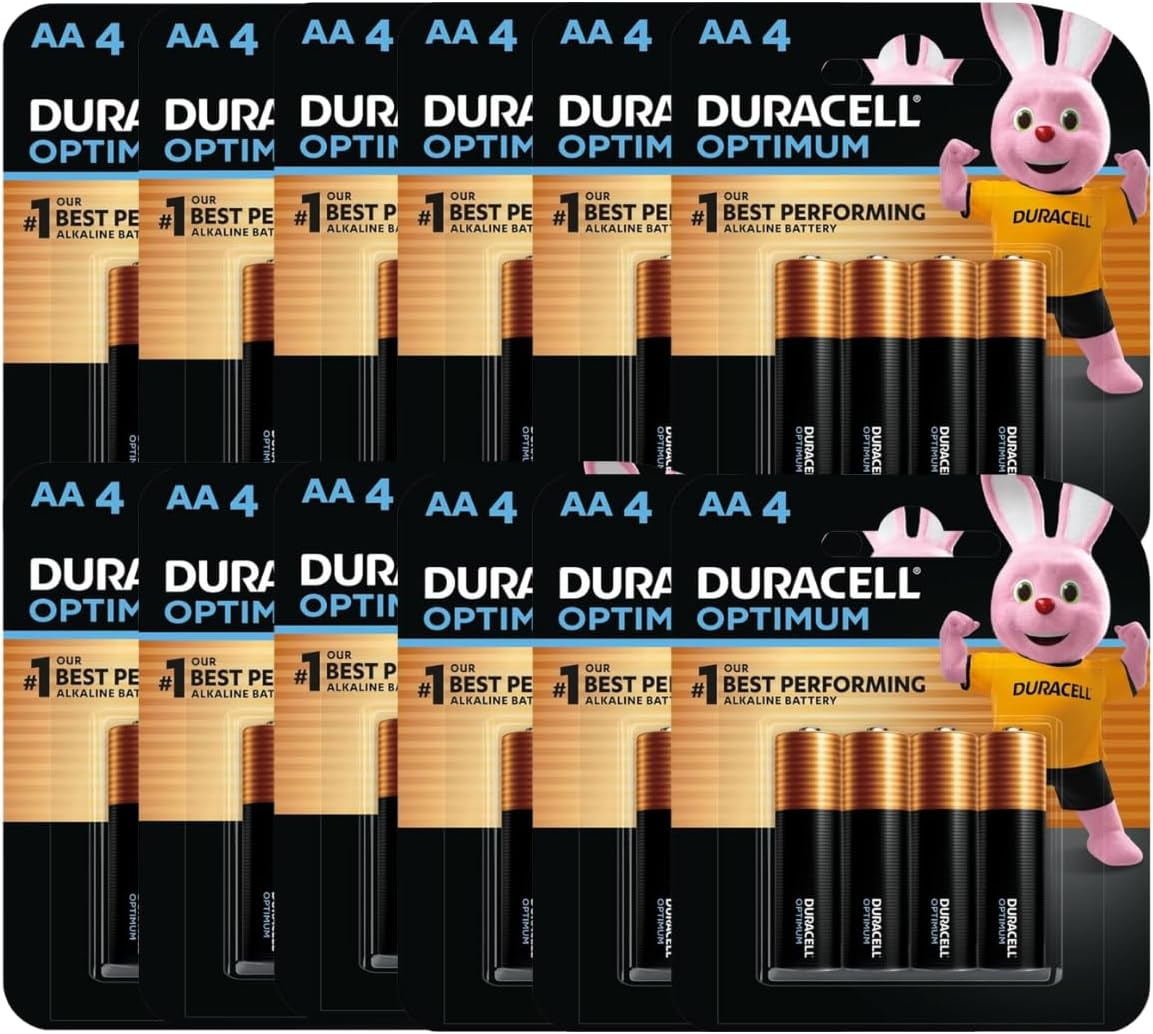 Duracell Optimum Alkaline AA, 4 Pack Batteries(X12)