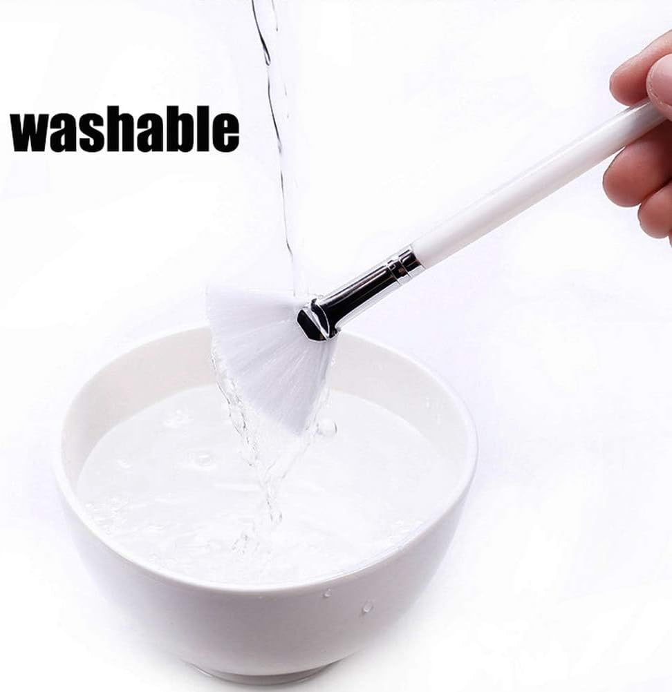 IKEEP 4 Pcs Face Mask Brush, Face Mask Applicator Brush Soft Facial Fan Brush for Mud Mask Cream image number 6