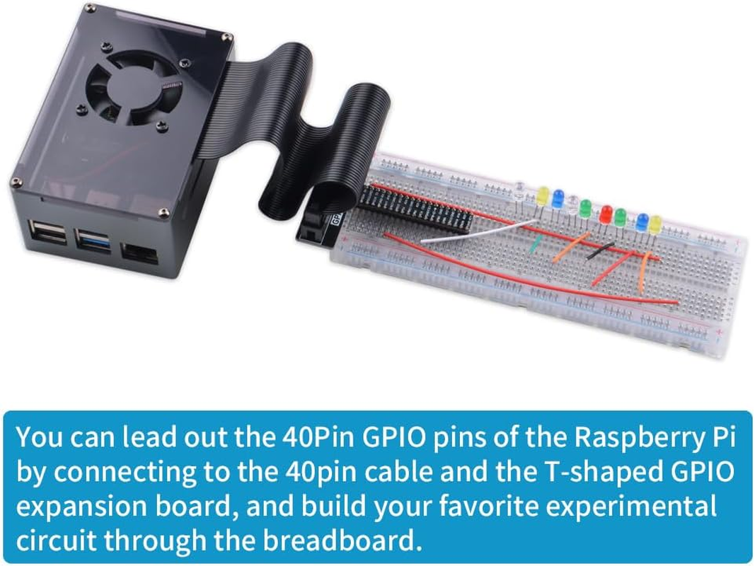 Geeekpi Aluminum Case for Raspberry Pi 4 with Fan and Heatsink, Supports POE Hat, Black image number 2