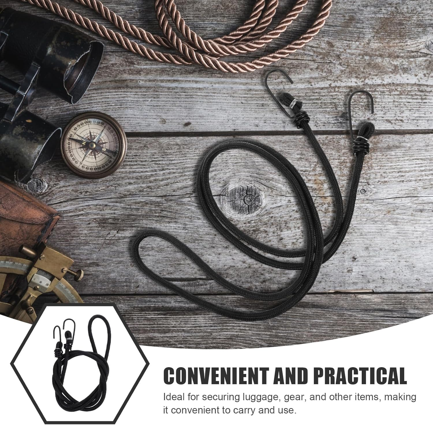 OFFIGAM Heavy Duty Elastic Bicycle Luggage Strap Adjustable Bungee Cord with Hooks for Mountain and Fixed Gear Bikes Secure Elastic Packing Rope for Camping Travel image number 6