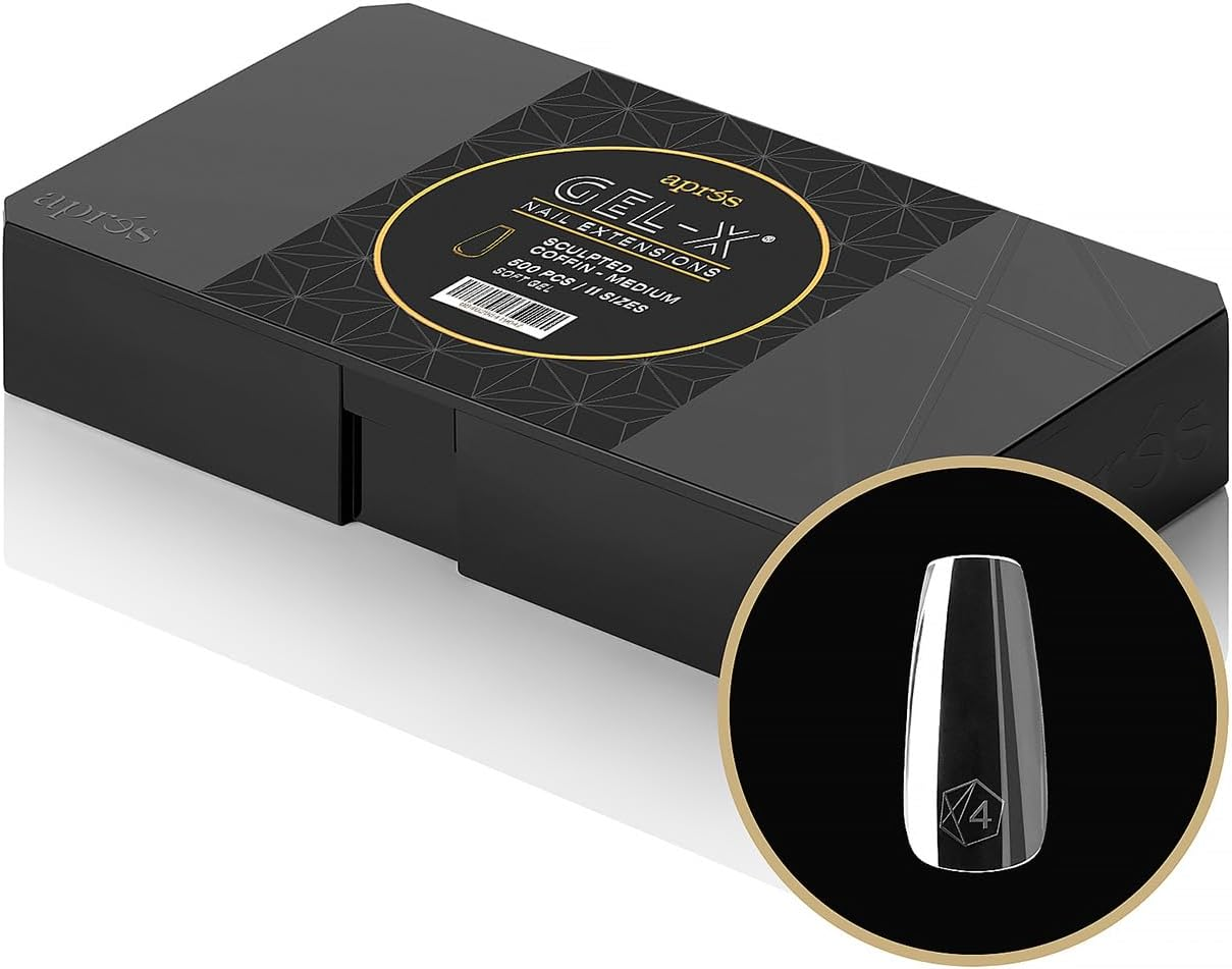 Apr&eacute;s Gel-X&reg; Sculpted Coffin Medium Tip Box | 500Pc Gel-X Tips, 11 Sizes 00-9, Premium Quality image number 2