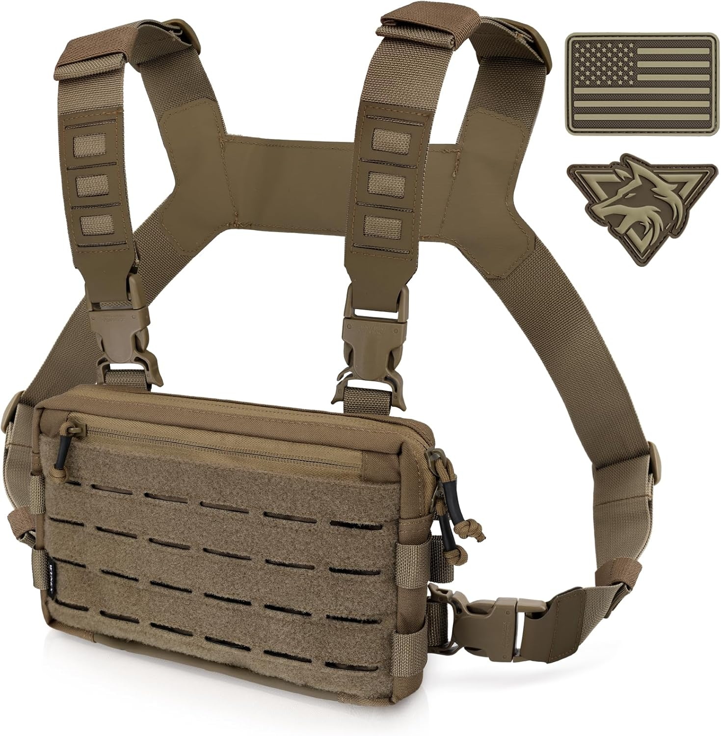 WYNEX Tactical Chest Rig Pack for Men, Running Chest Bag with Front Loop Recon Chest Rigs for Hunting Outdoor EDC