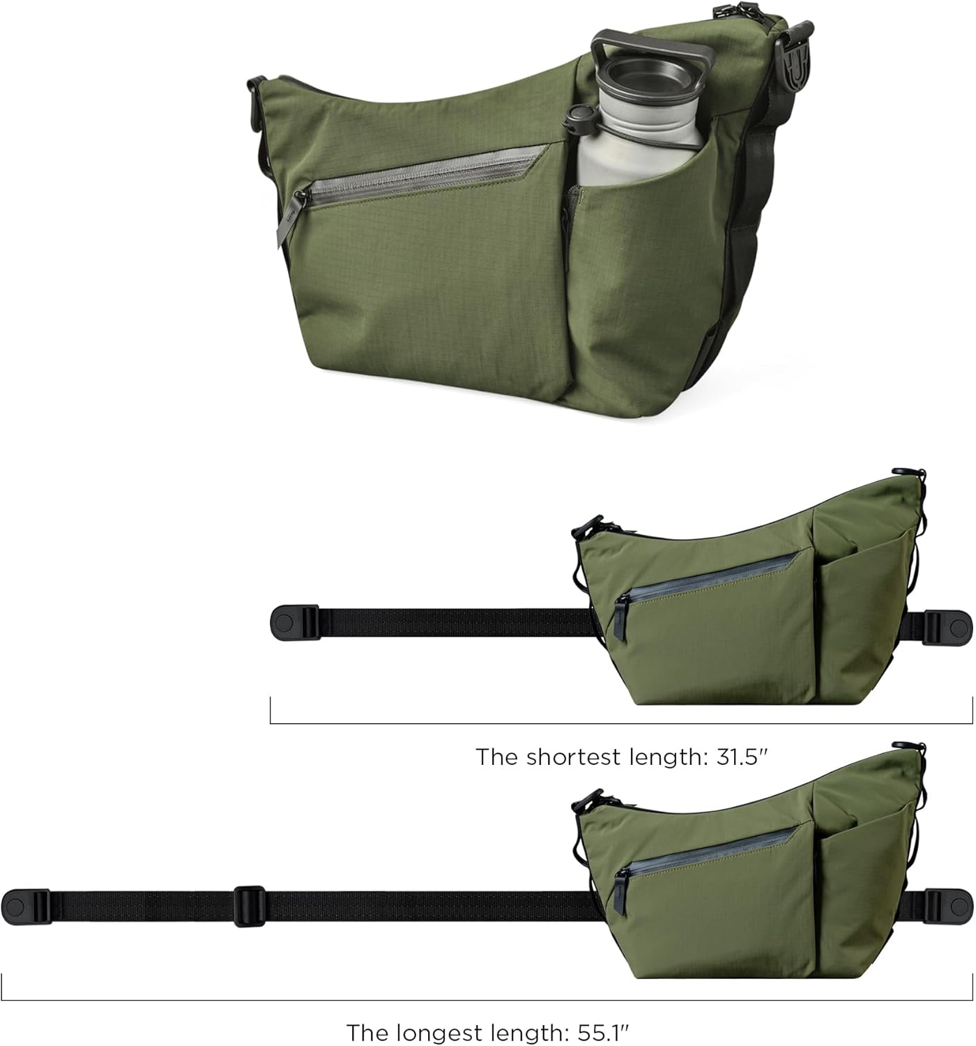 ALPAKA Flow Satchel 4L - Crossbody Bag, Water Resistant Shoulder Bag, Expandable Bottle Pocket, YKK Zippers, Key Tether - Black image number 3