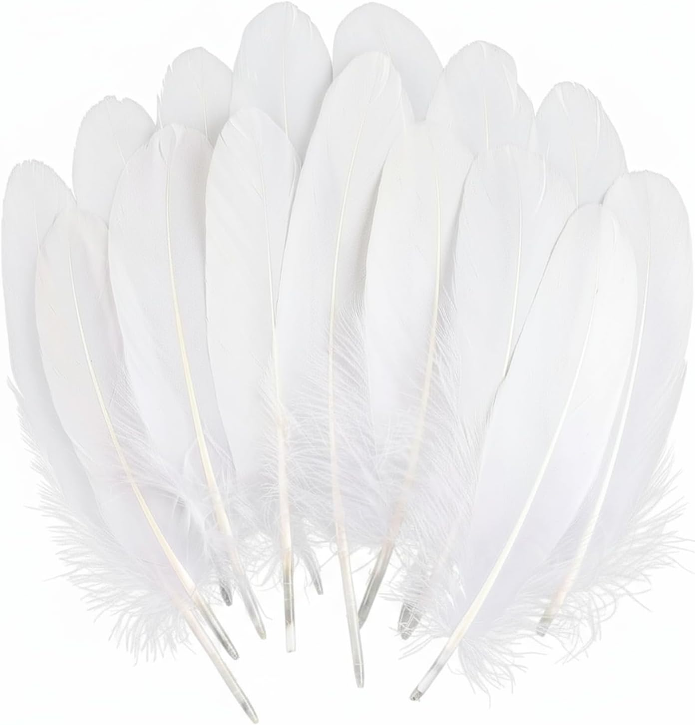 120Pcs Natural White Goose Feathers 6-8 Inch for Crafts, Wedding Decorations, DIY Projects, Dream Catcher, Party & Home Decor （White）- CRFY