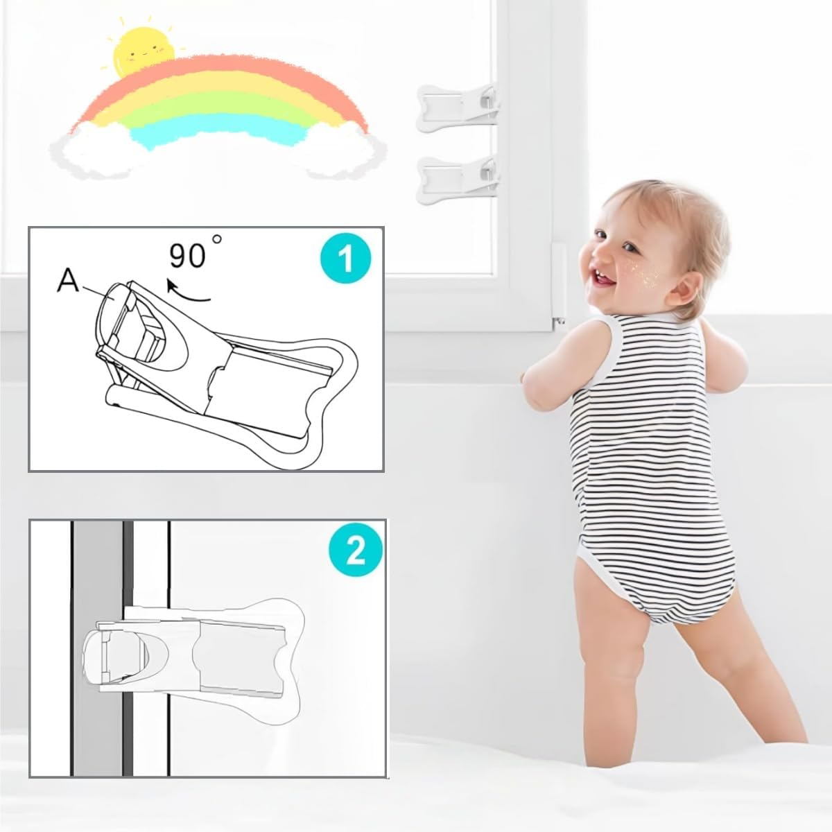 Gewaha Sliding Door Lock for Safety, Window Stoppers for Vertical Windows, Sliding Glass Door Lock for Proof (4 Pack) image number 3