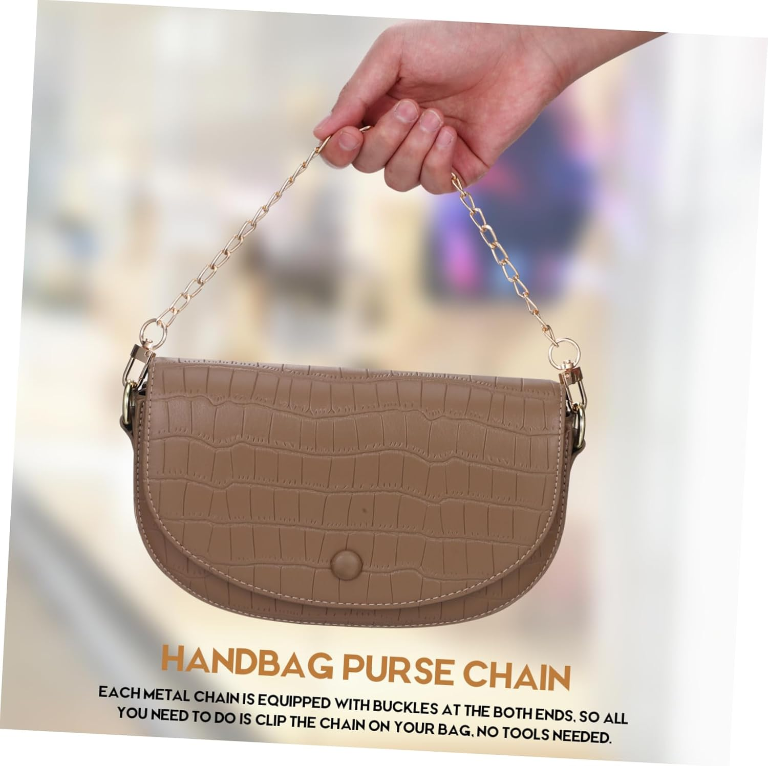 PACKOVE 8Pcs Diy Flat Chain Metal Bag Chain Purse Strap Crossbody Bag for Purse