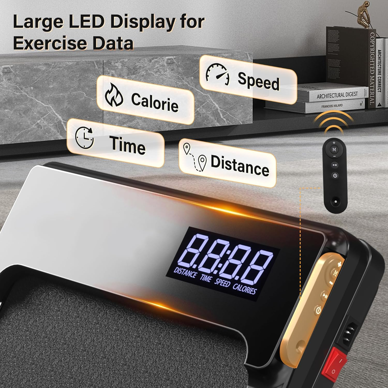 ACTFLAME Walking Pad under Desk, Portable Treadmill for Home and Office, 2 in 1 with Remote Control, 120KG Capacity, 2.5HP Compact with LED Display for Running - White image number 3