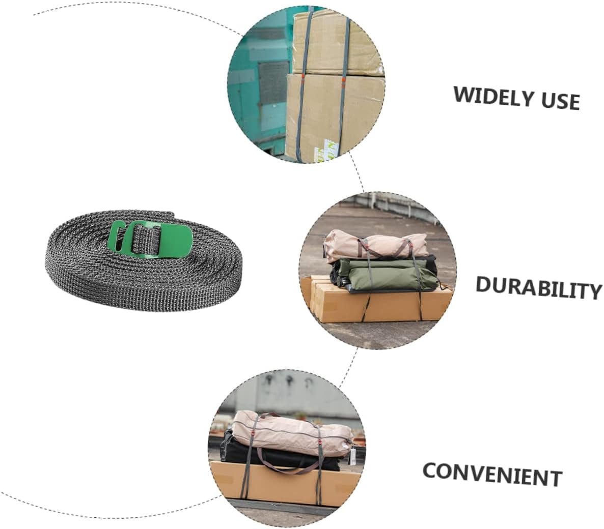 MOBUTOFU 2Pcs Binding Rope for Camping Luggage Tie down Straps Quick Release Buckle