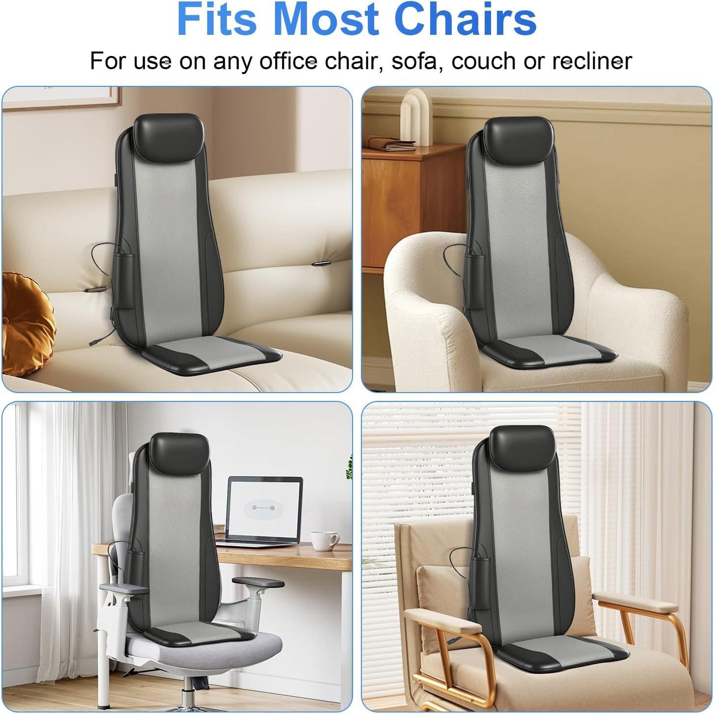 Shiatsu Back Massager Cushion with Heat, Massage Chair Pad with Height Adjustment, Full Back Kneading Shiatsu or Rolling Massage, Gifts for Men, Women image number 4