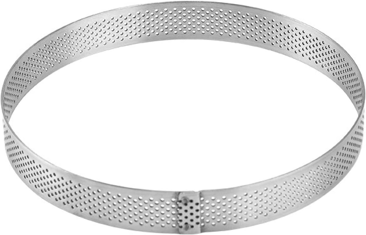 Cake Ring Tartlet Pie Baking Perforated Stainless Ring Mousse Heat-Resistant Molds DIY Circle Cutter 2Pcs 20Cm