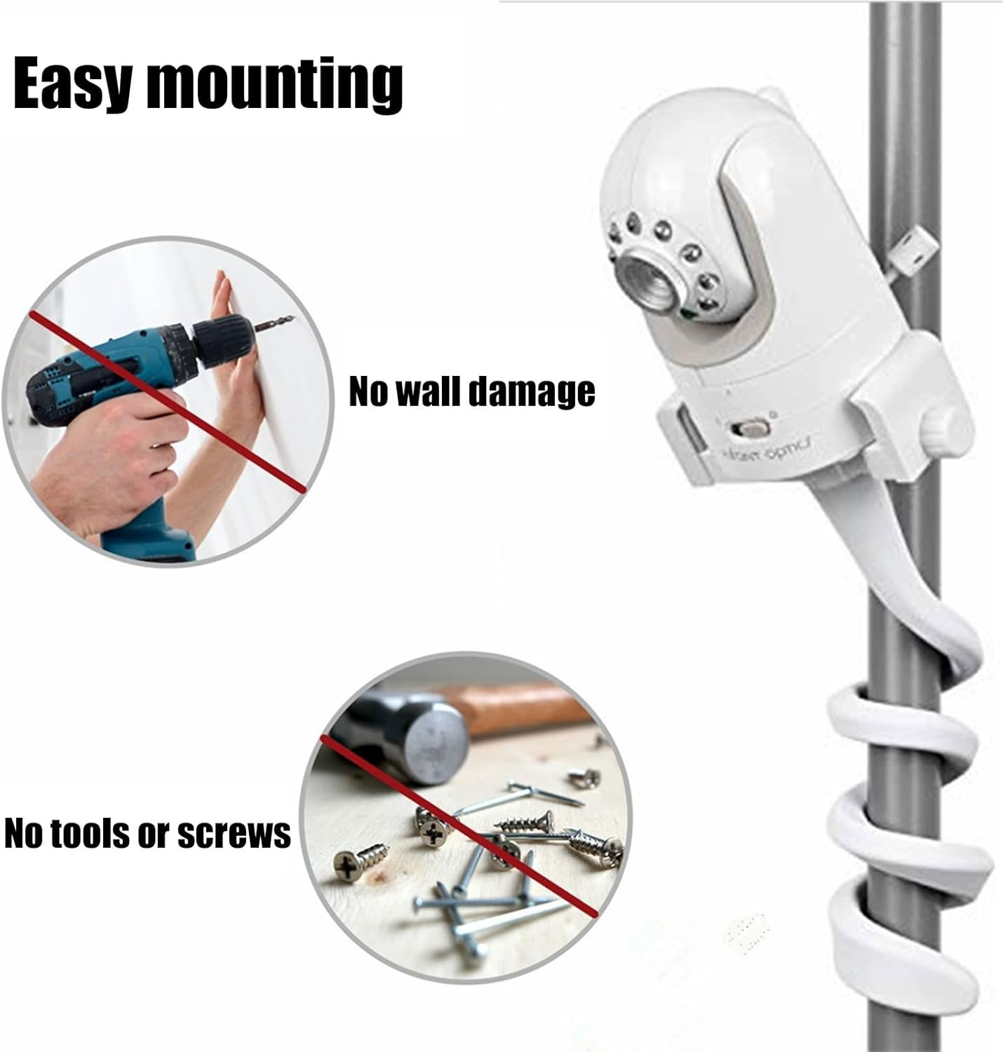 Baby Monitor Mount Shelf Compatible with Infant Optics DXR 8 & DXR-8 Pro Universal Camera Holder Secure Attachment for Crib Cot Shelves or Furniture Baby Monitor Stand (White) image number 4