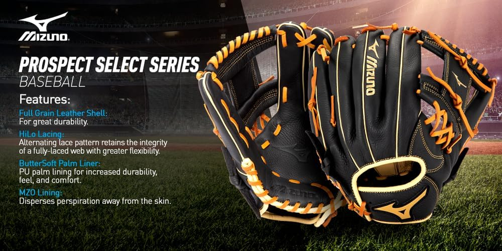 Mizuno Prospect Select Baseball Glove Series | Youth Patterns | Full Grain Leather | Buttersoft Palm Liner image number 3