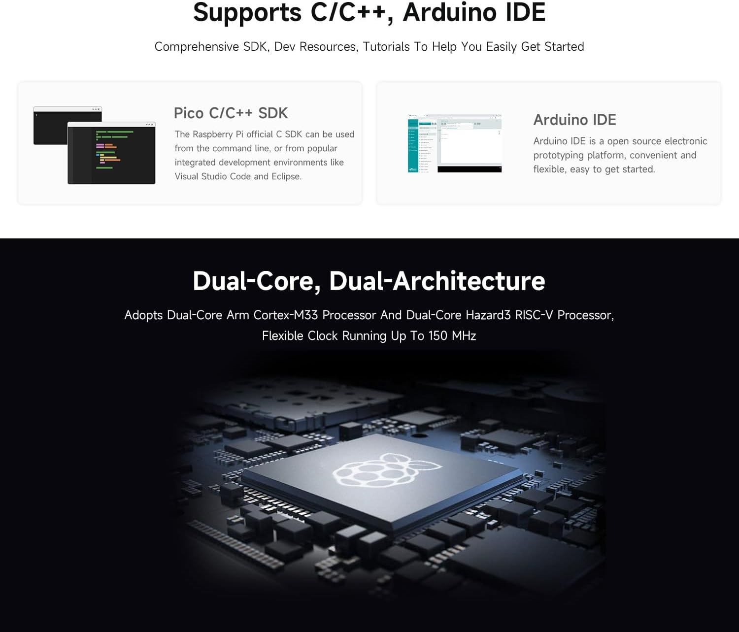 Waveshare RP2350A USB Mini Development Board, Based on Raspberry Pi RP2350A Dual-Core & Dual-Architecture Microcontroller, 150Mhz Operating Frequency image number 3