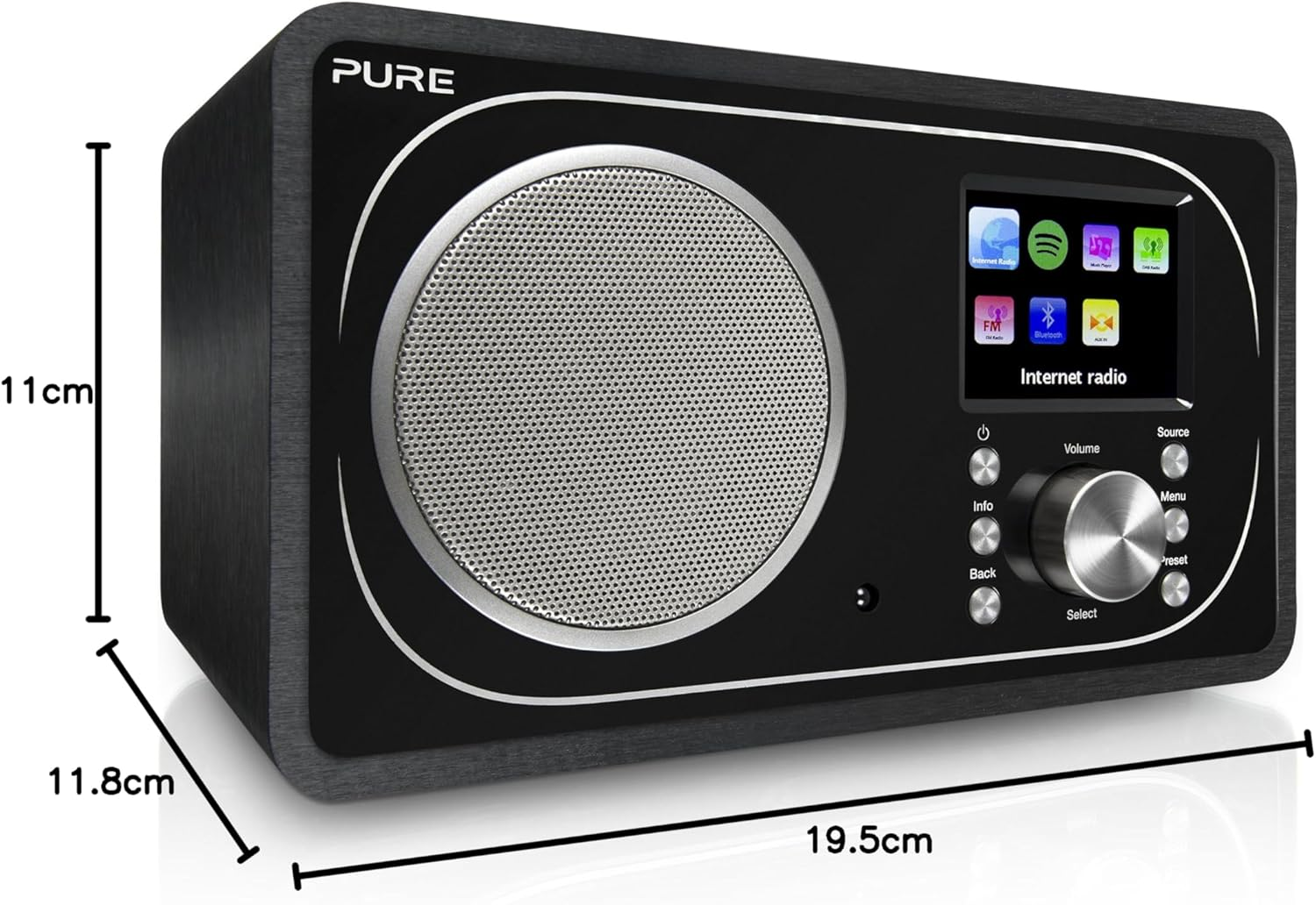 Pure Evoke F3 Internet DAB/DAB+ Digital and FM Radio, Internet Radio/Digital Radio with Spotify Connect and Bluetooth, Black image number 2