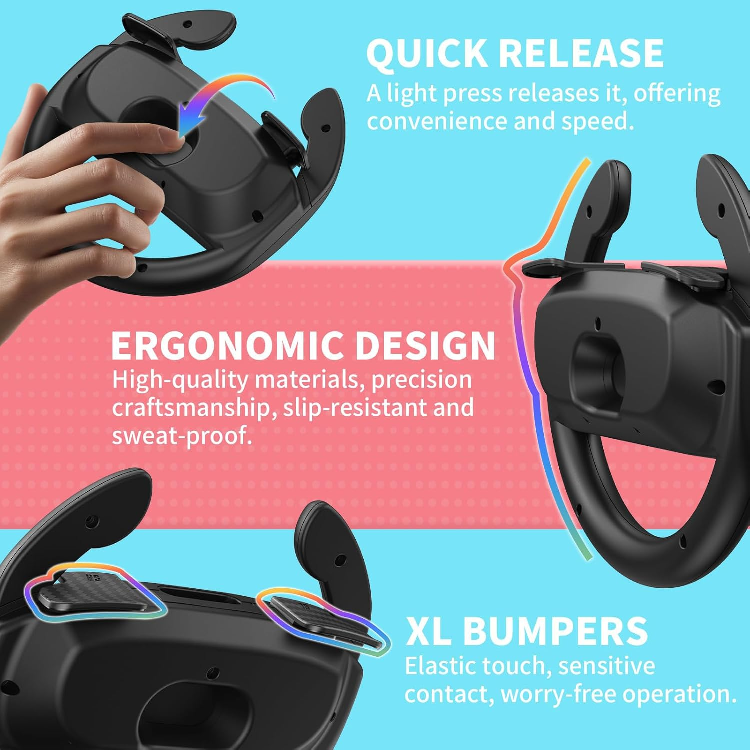 2 Pack Steering Wheels Compatible with Nintendo Switch 2, Racing Wheels for NS2 Mario Kart World/ 8 Deluxe with Anti-Slip Grip & Plug-And-Play, Universal Wheel Accessories Compatible with Switch New Gen - Gifts for Boys, Girls image number 2