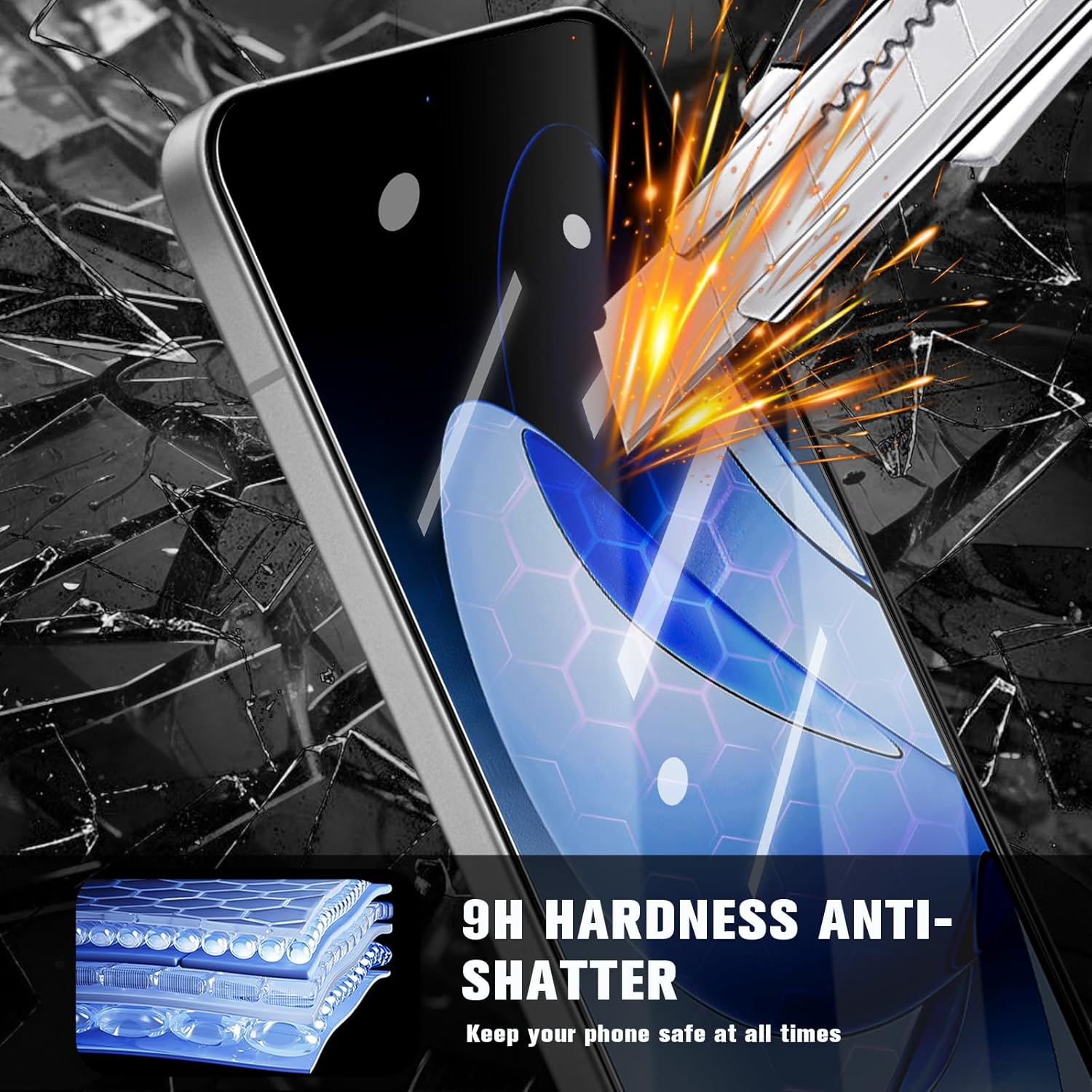 [2+2 Pack] Screen Protector for OPPO Reno 13F 5G,With 2 Piece of Tempered Glass Screen Protector,2 Piece of Camera Lens Protector,Bubble Free,Anti Scratch image number 2