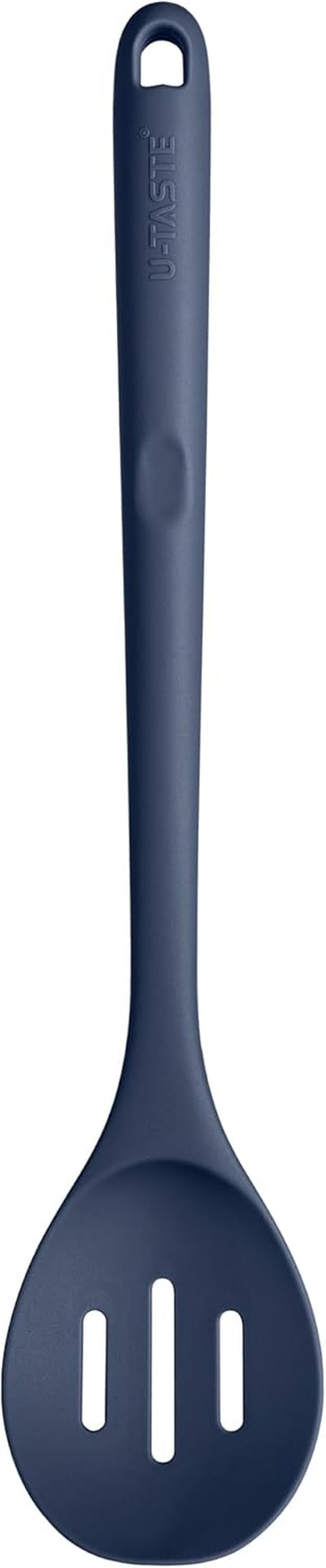 315℃ Heat Resistant Solid Spoon - U-Taste Long Silicone Kitchen Cooking Spoon, BPA Free Non-Scratch Rubber Utensil for Mixing, Stirring, Serving, Scraping in Non-Stick Cookware (Midnight Blue)