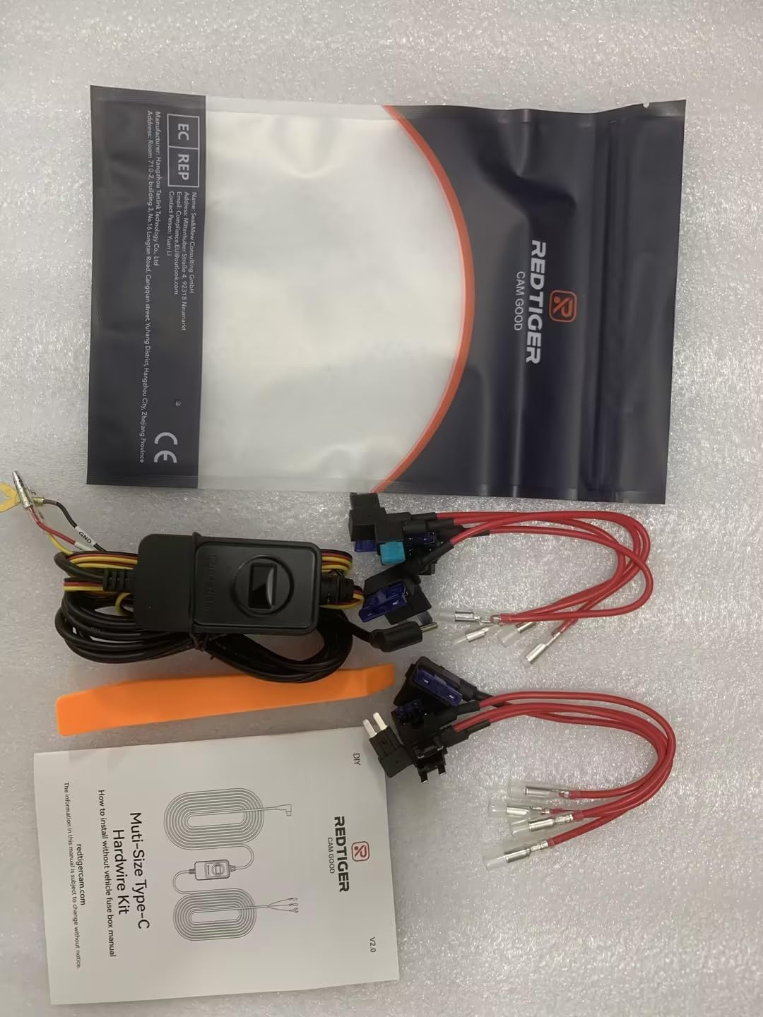 REDTIGER F7N Dash Cam Hardwire Kit, Dashboard Camera Car Charger Cable Kit 12V- 24V to 5V W/Fuse Kit, Low Voltage Protection for Dash Cam Double-4 Fuses image number 1