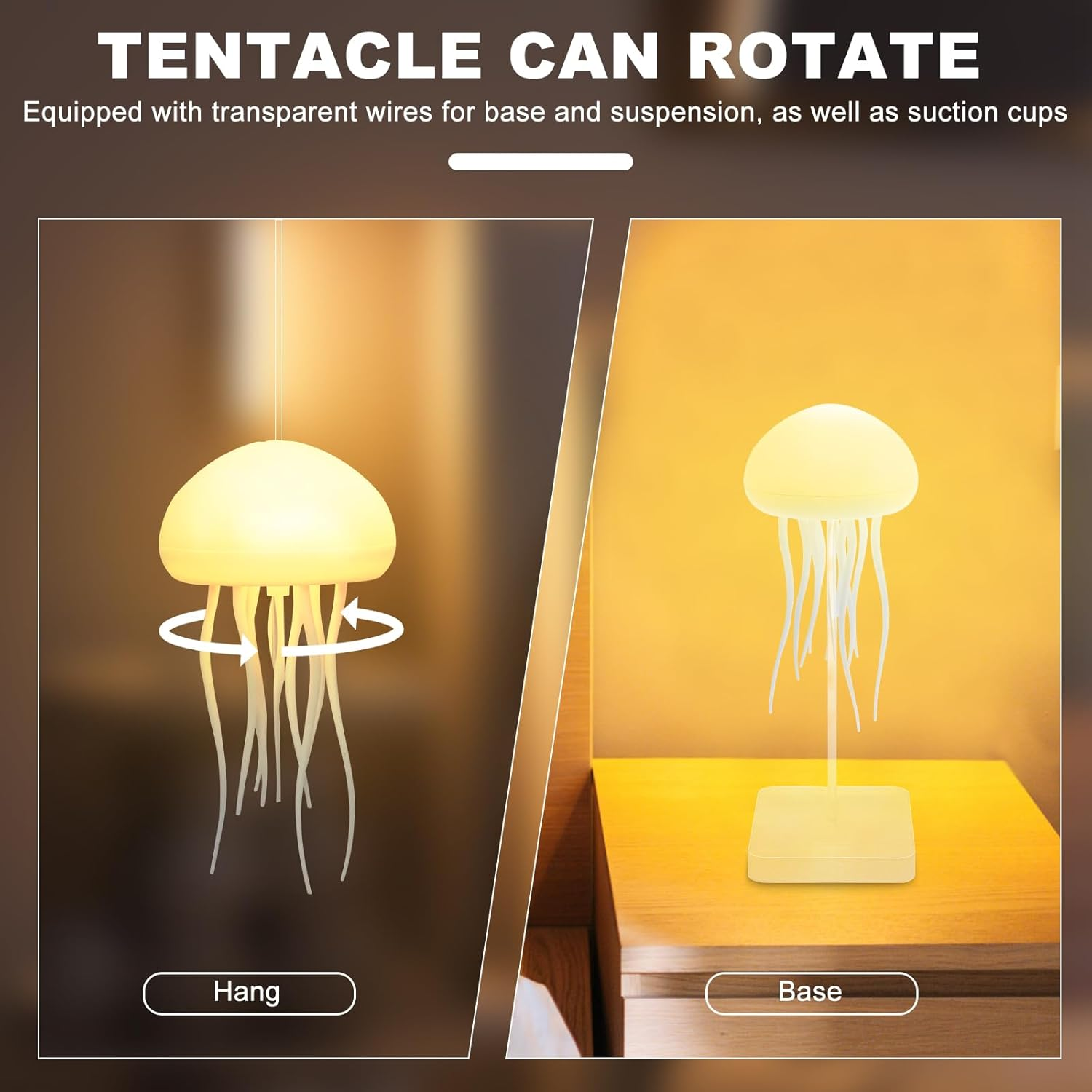 LED Jellyfish Lamp, RGB Gradient Jellyfish Bedside Lamp, LED Cute Jelly Fish Night Light, Voice Control Gradient Jellyfishes Table Lamp, 2 Modes Jellyfishes Light for Bedside Table