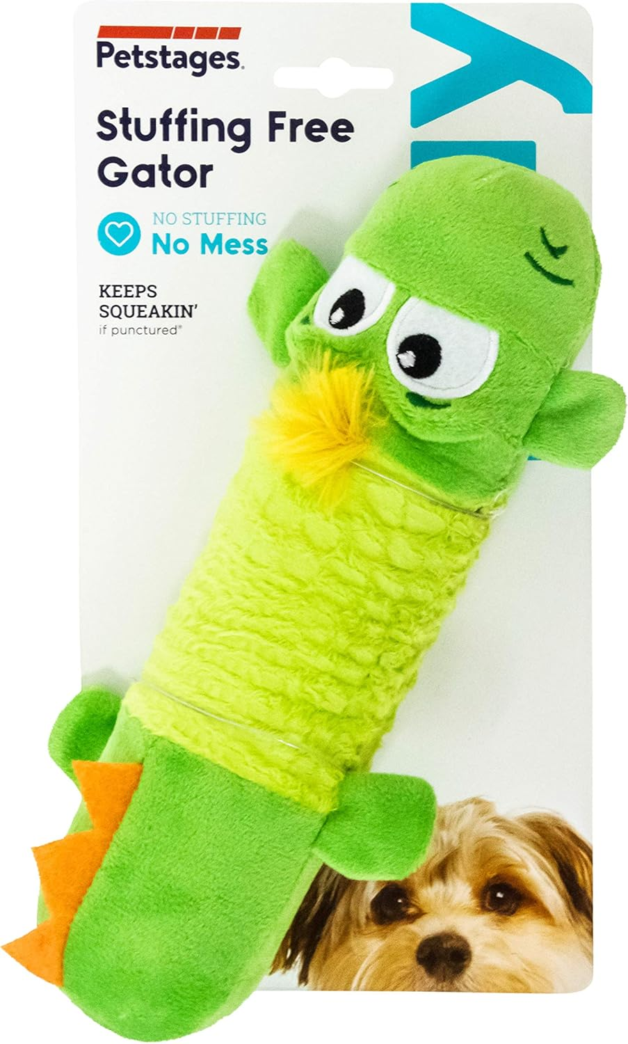 Petstages Stuffing-Free Big Squeak Gator Plush Dog Toy,L (Pack of 1) image number 4