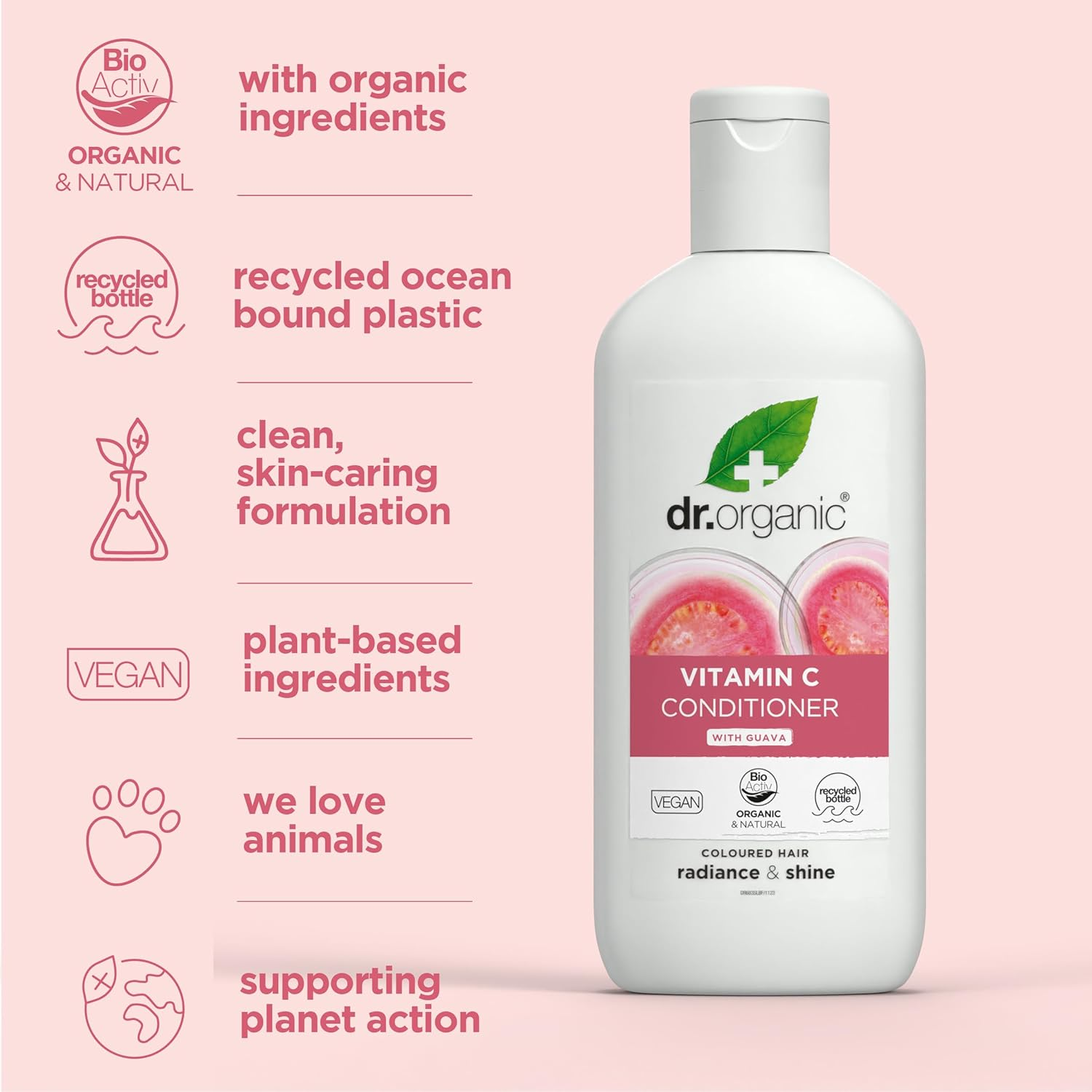 Dr Organic Guava Conditioner, Vitamin C, Coloured Hair, Mens, Womens, Natural, Vegan, Cruelty-Free, Paraben & Sls-Free, Organic, 265Ml, Packaging May Vary image number 4