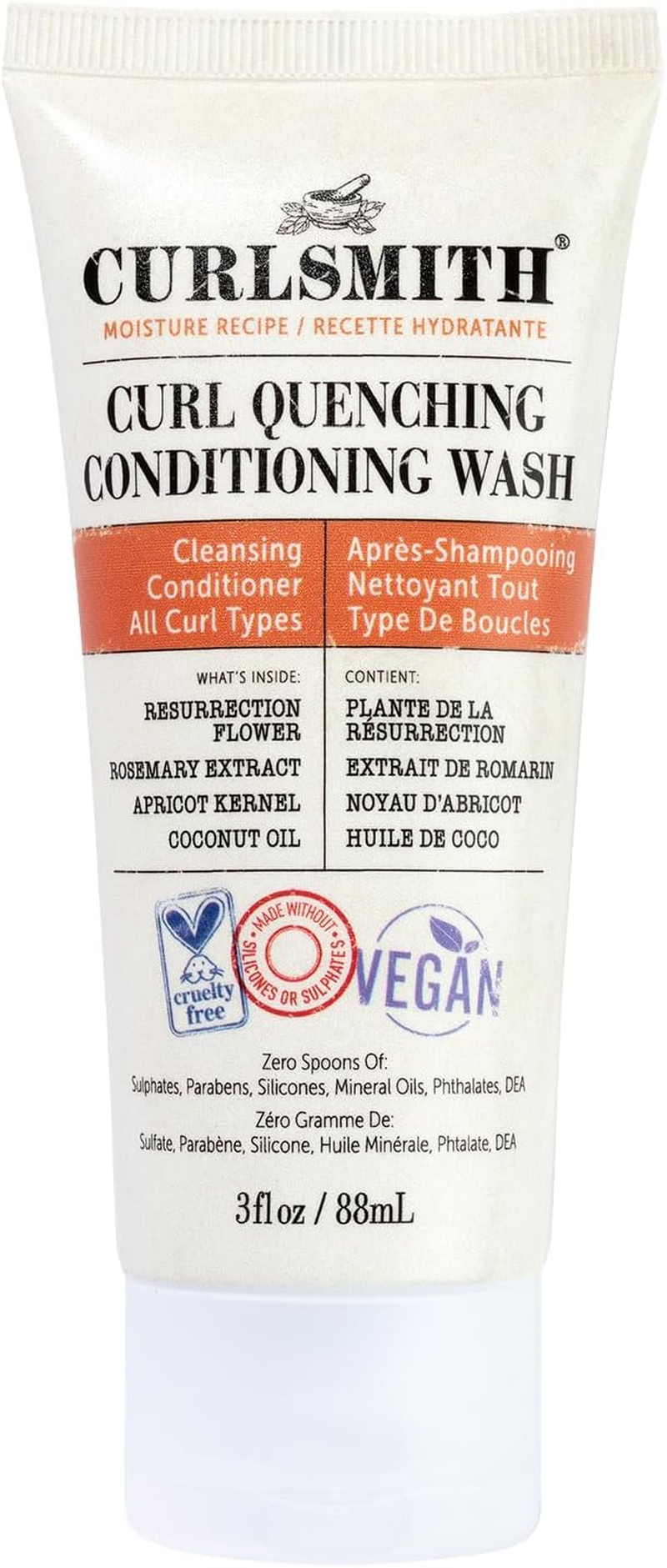 CURLSMITH - Curl Quenching Conditioning Wash - Vegan Cowash 2 in 1 Conditioner and Shampoo for Wavy, Curly and Coily Hair (3Oz) image number 5