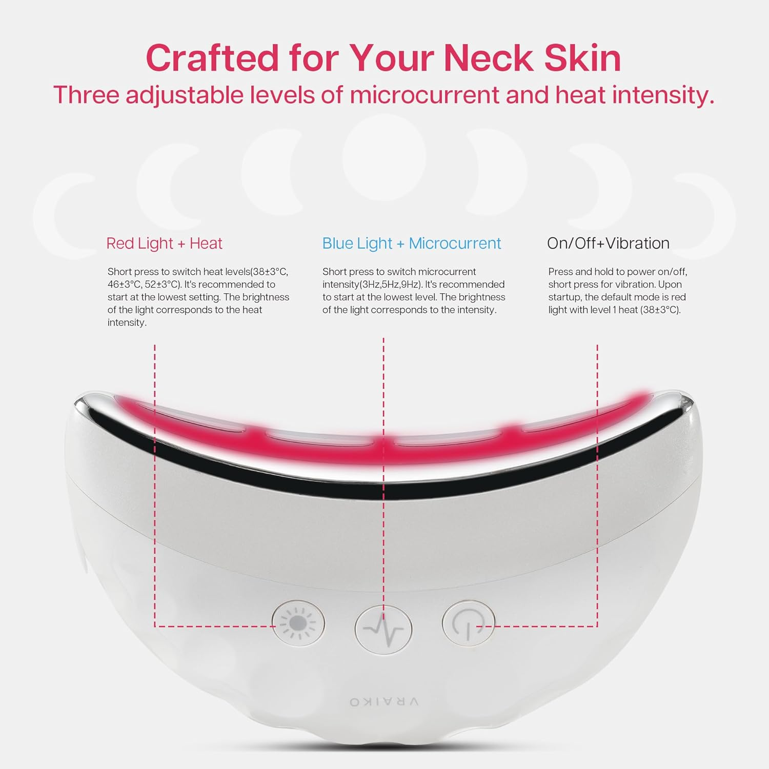 VRAIKO APOLLO Neck Lifting Massager, Microcurrent Face Neck Sculpting Device with Dual-Action LED Care, IP65 Waterproof, for Contouring, Enhanced Absorption, Radiance and Elasticity image number 5