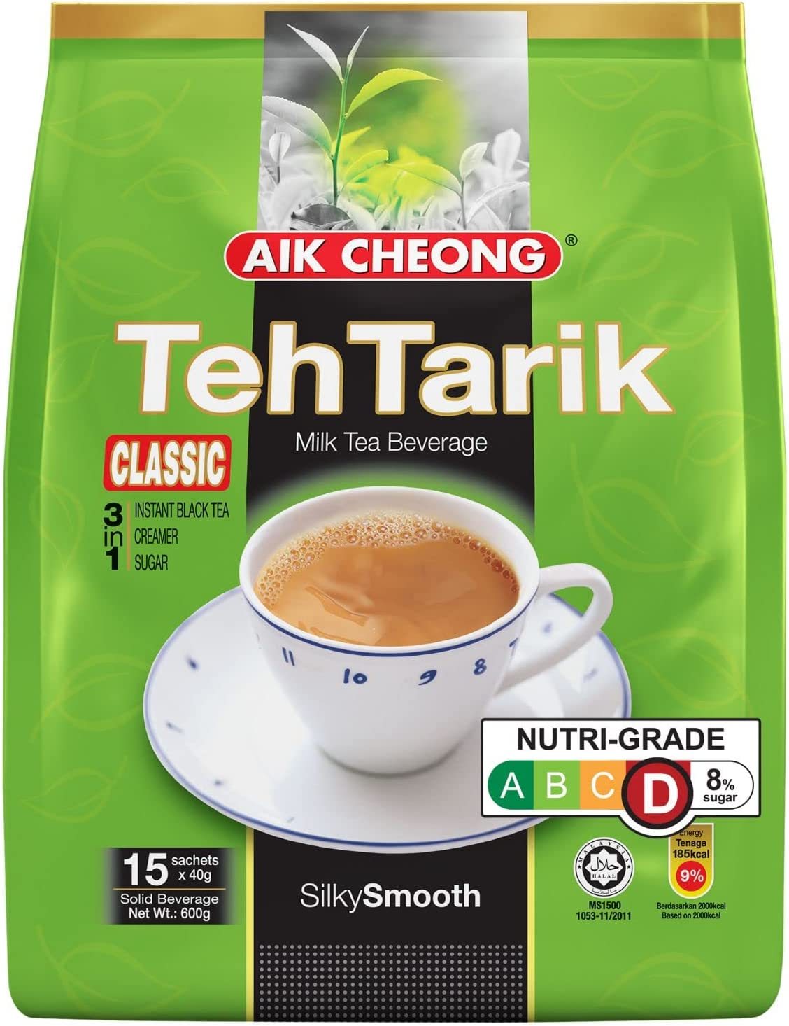Aik Cheong Teh Tarik Combo 4 in 1 Instant Tea | Malaysian Milk Tea with Coffee, Creamer and Sugar | Smooth, Aromatic and Ready-To-Enjoy Beverage | Convenient 40 G Pack of 12 Sachets image number 1