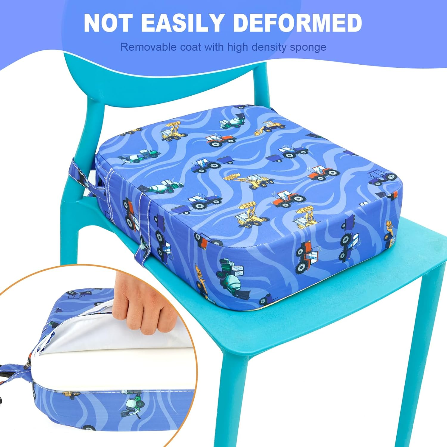 Toddler Booster Seat for Dining Table Chair Increasing Cushion Highchair Seat Pad on the Go Seat Highten Pad Travel Storage Chair Portable Kids Booster Seat for Toddlers Eating (Blue) image number 1