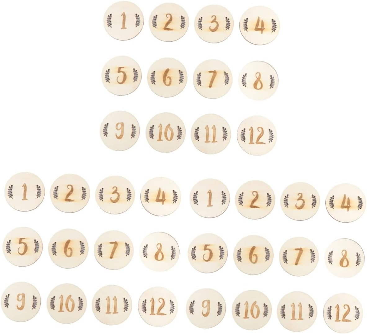 Yardwe 36 Pcs Milestone Cards Wooden Month Number Photography Props Birthday Commemorate Newborn Growth Keepsake Gift Leaves Design image number 6