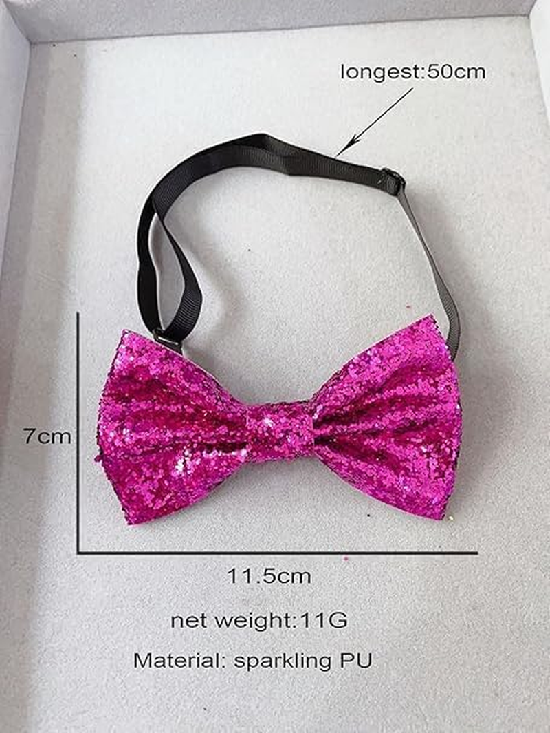 Glitter Sequin Bow Tie, 1 Pcs Sparkly Pre-Tied Bow Tie for Men Novelty Bowite for Cocktail Hen Wedding Party Costume Fancy Dress (Gold, One Size) image number 5