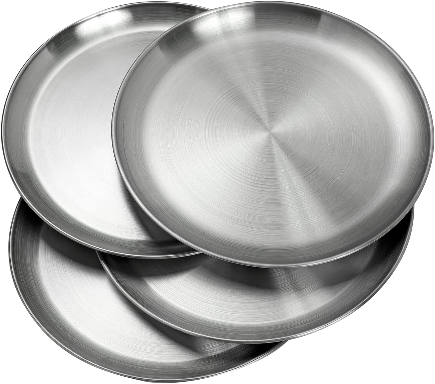 WANBY Stainless Steel Plates Metal Lightweight Steel Plate Unbreakable Dinner Dishes Plates Set Non-Toxin Dishwasher Safe BPA Free and Healthy (4 Pcs) image number 5