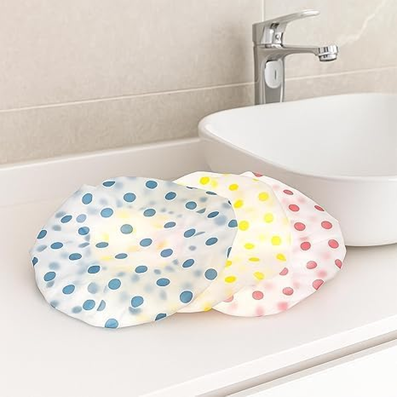 12 Pieces Durable Elastic Bathing Hair Caps, Reusable Waterproof Shower Caps, Lace Elastic Band Hair Bath Caps Beauty Salon Spa Shower Caps (Random Color) image number 2