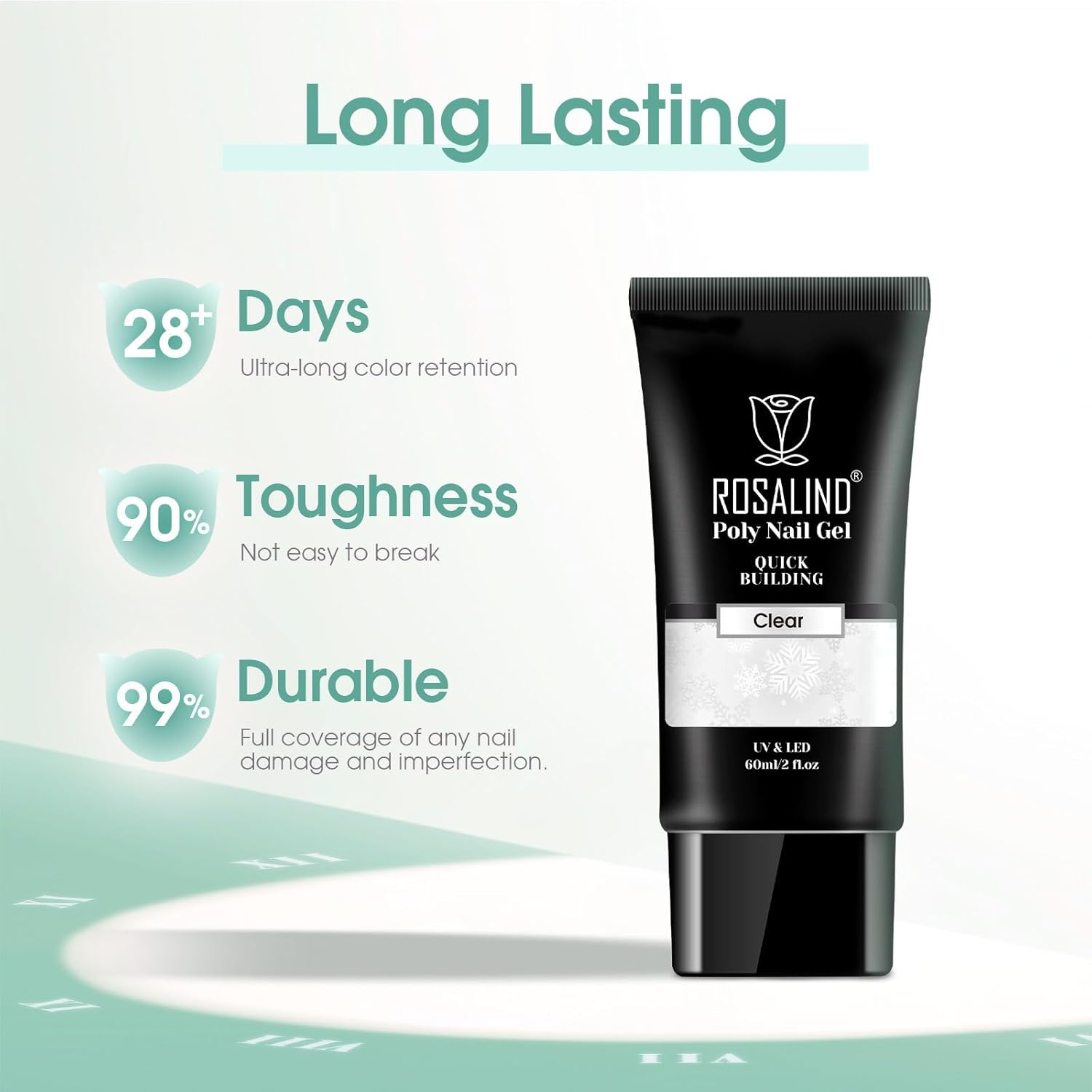 ROSALIND2 Oz Clear Poly Nail Gel, Poly Extension Gel Nail Art Acrylic Extension, Clear Poly Nail Gel Tube Extension Spring Gel Nail Builder for Women as Easter Clear Poly Nail Gel - Clear image number 5